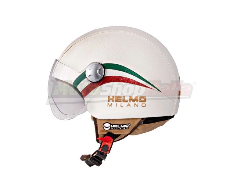 Helmet Jet Pelle Dura Premium Italian Flag Helmo Milano Appr